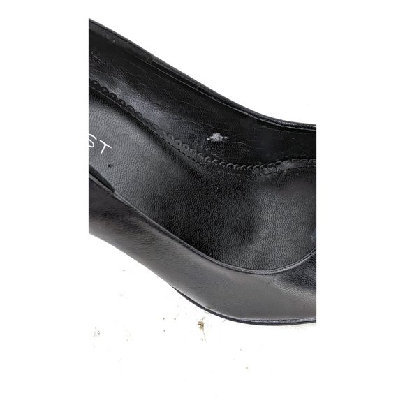 Nine West black leather suede bow round toe high heel stiletto pumps - Picture 5 of 8